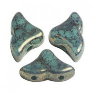 Cuentas de vidrio Hélios® by Puca® - Opaque green turquoise bronze 63130/15496